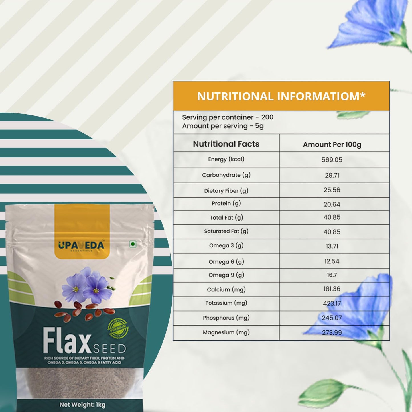 Upaveda Raw Flaxseed 1000gm