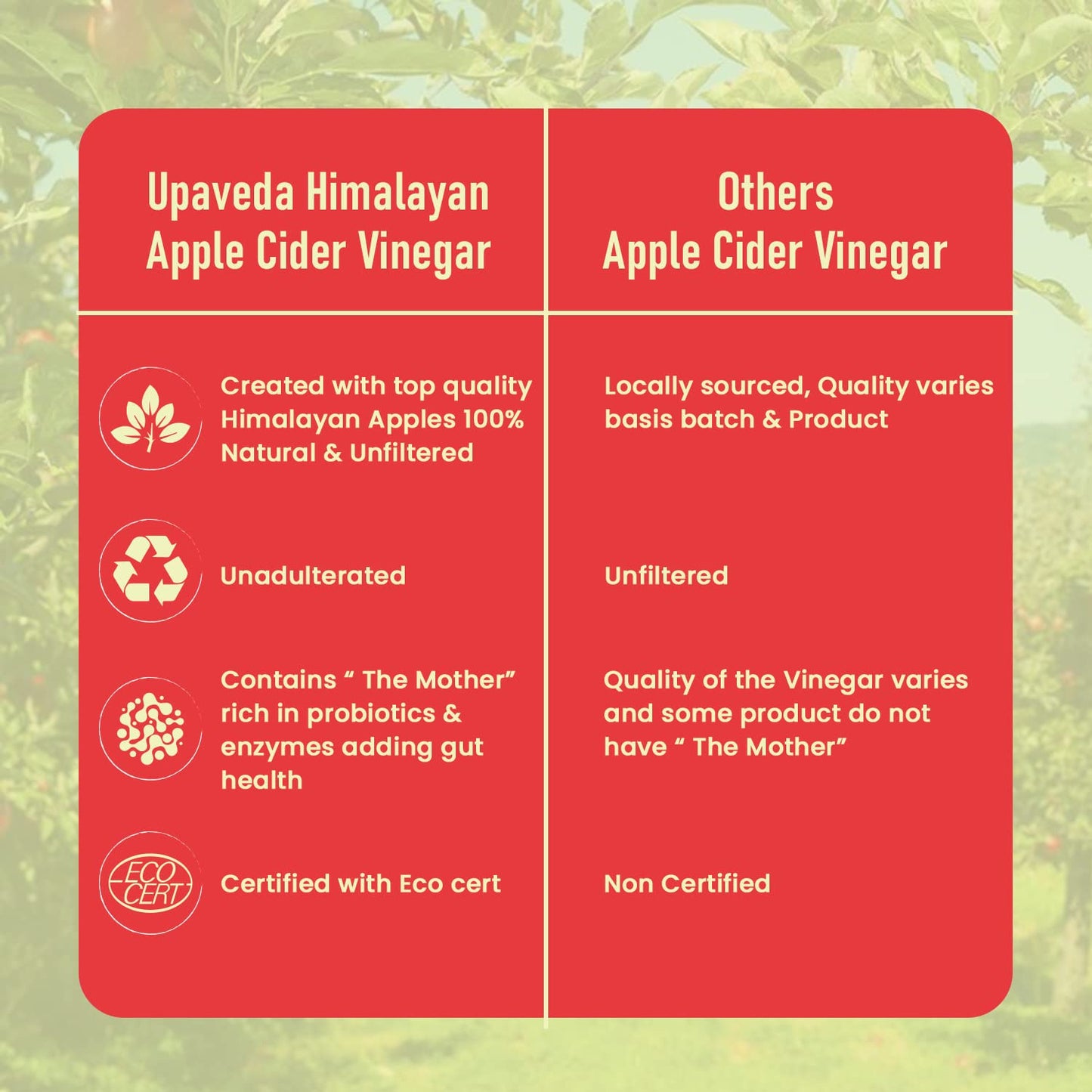 Upaveda Organic Apple Cider Vinegar 500ml