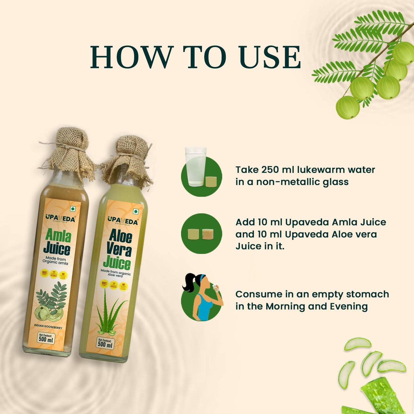 Upaveda Amla & Aloevera Juice 1000 ml (Pack of 2*500ml)