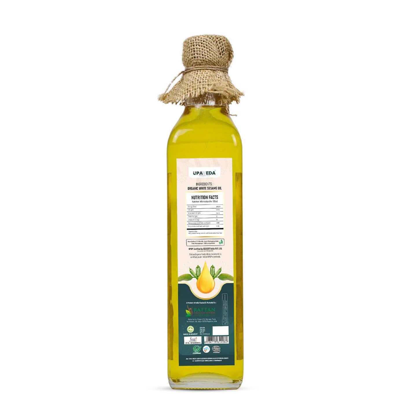 Upaveda Organic Cold Pressed White Sesame Oil 500 ml